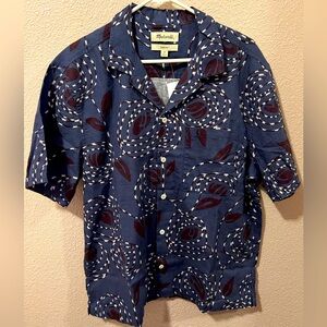 NWT Mens Madewell Sz M blue button down short sleeve shirt